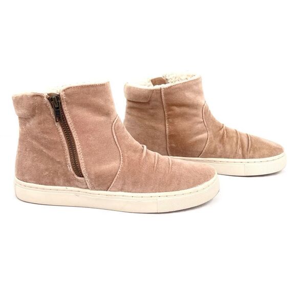 Billabong Sweet Spot Dune Tan Vegan Suede Sherpa Lined Zip Ankle Booties Size 6 - Picture 1 of 12